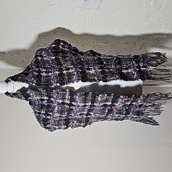 Saldarini 1882 Scarf Como Italy Lana Wool Mohair Plaid Multicolor Cozy Fringe - Picture 8 of 13